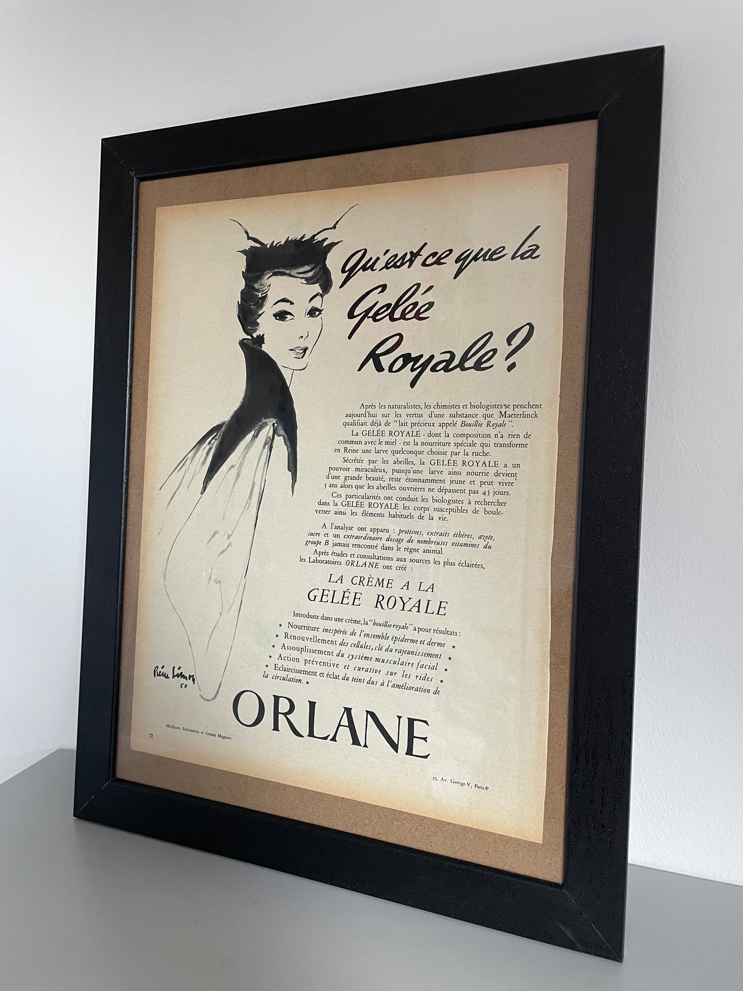 Publicité Vintage Gelée Royale Orlane Paris Match 1954 - Les Ateliers de Minnie Valentine