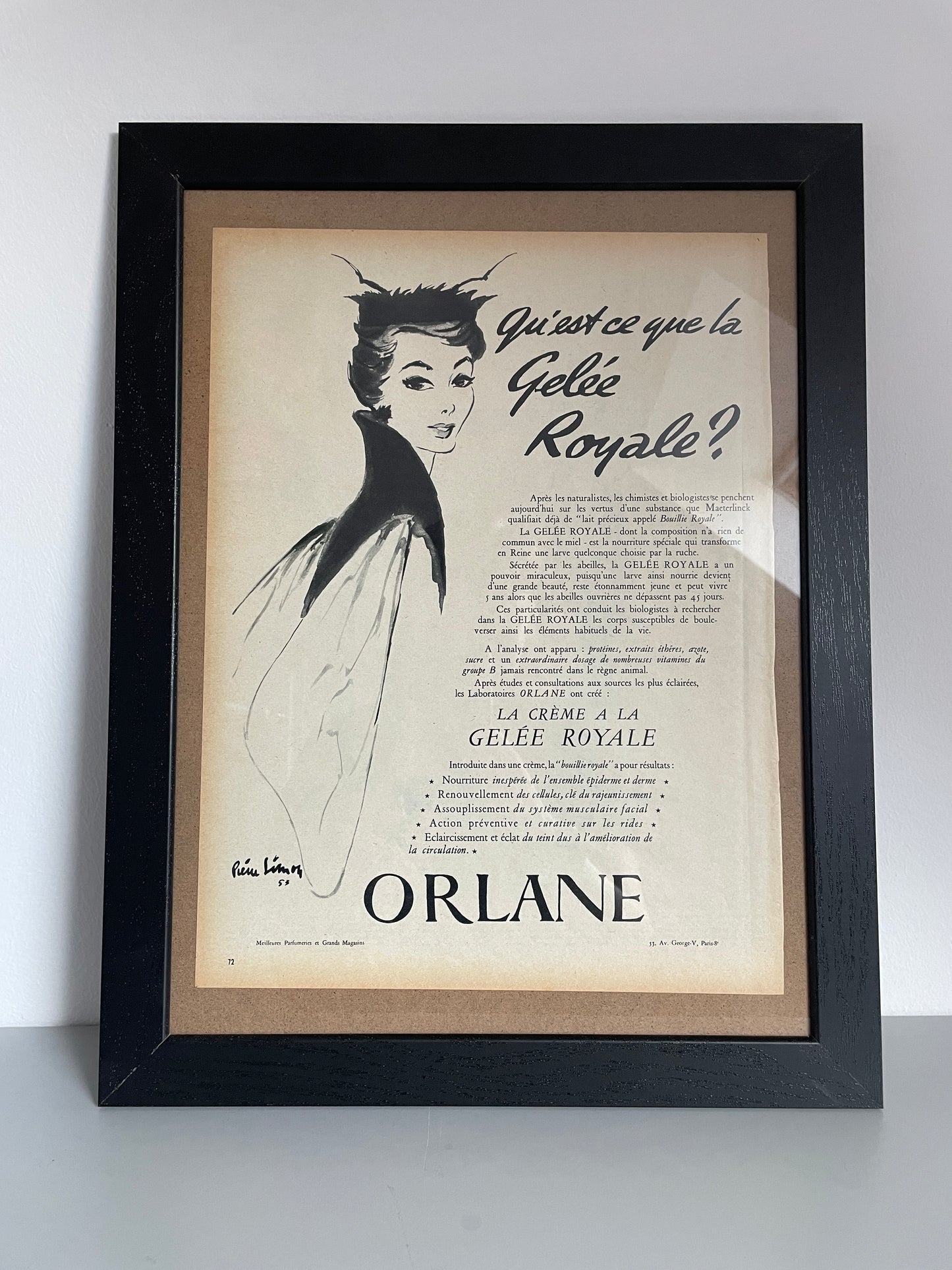 Publicité Vintage Gelée Royale Orlane Paris Match 1954 - Les Ateliers de Minnie Valentine