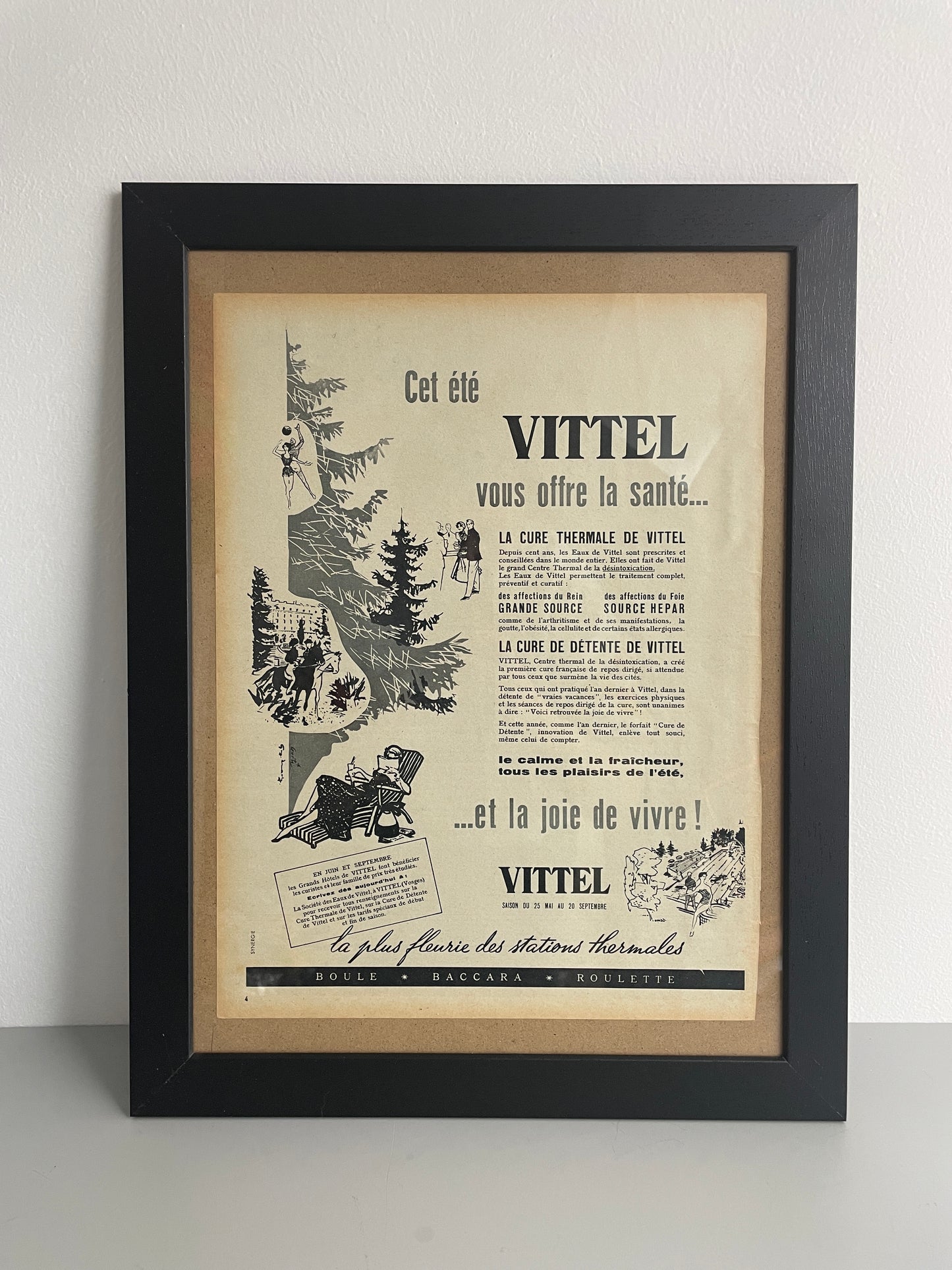 Publicité Vintage Vittel Paris Match 1954 - Les Ateliers de Minnie Valentine
