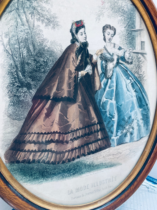 Illustration La Mode Illustrée 1863 encadrée - Les Ateliers de Minnie Valentine