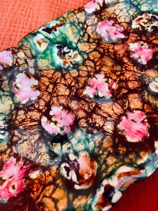 Petit plateau vide poche en cuivre avec émail vintage