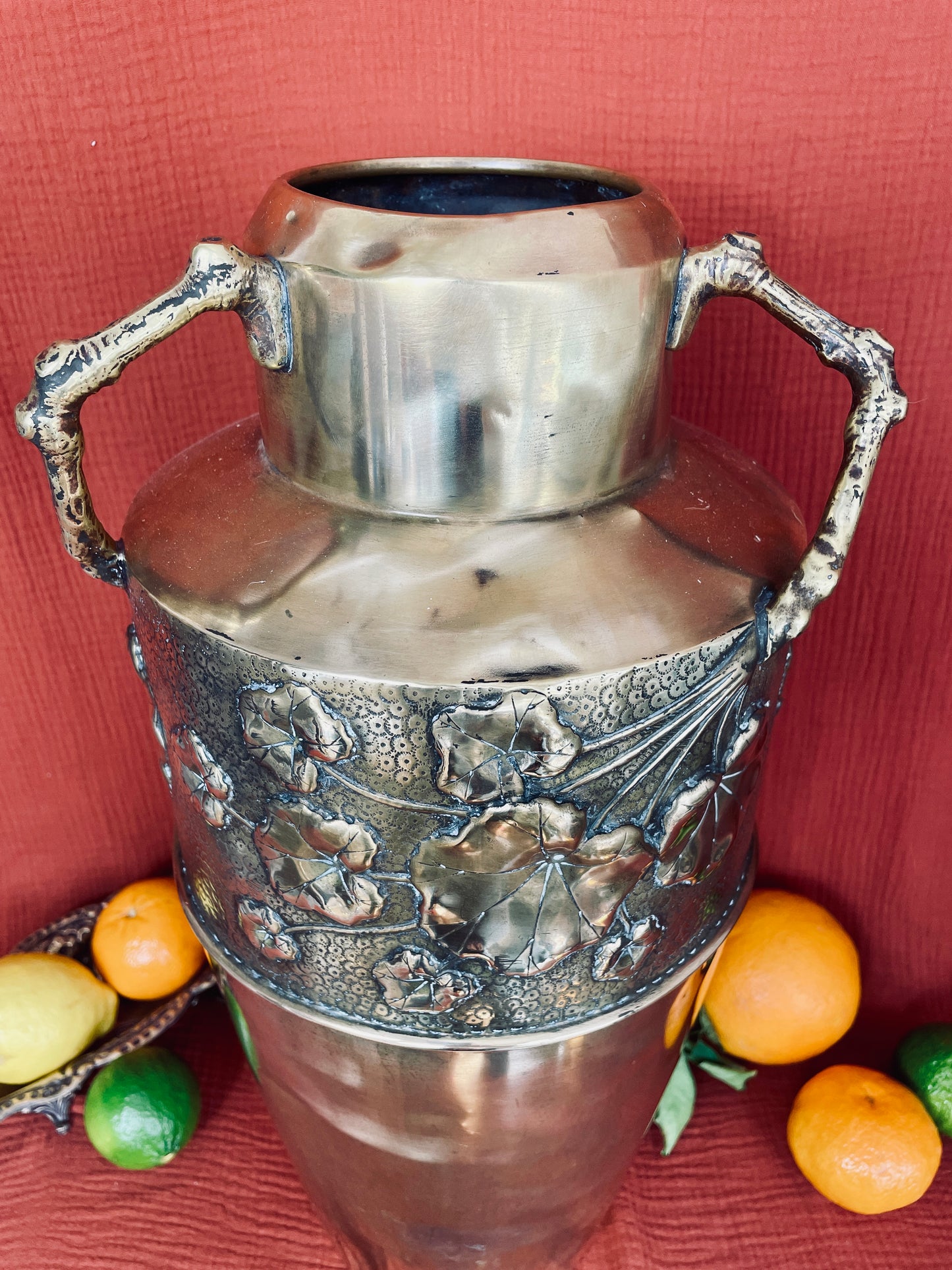 Vase Amphore en bronze rénové Art Nouveau