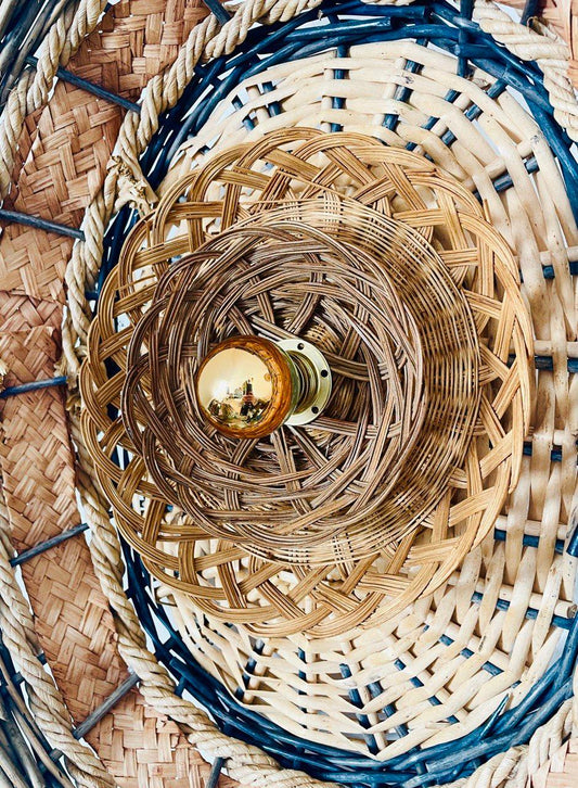 Applique murale bohème en osier Grand format upcycling - Les Ateliers de Minnie Valentine