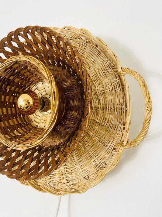 Applique murale bohème en osier Moyen format upcycling - Les Ateliers de Minnie Valentine