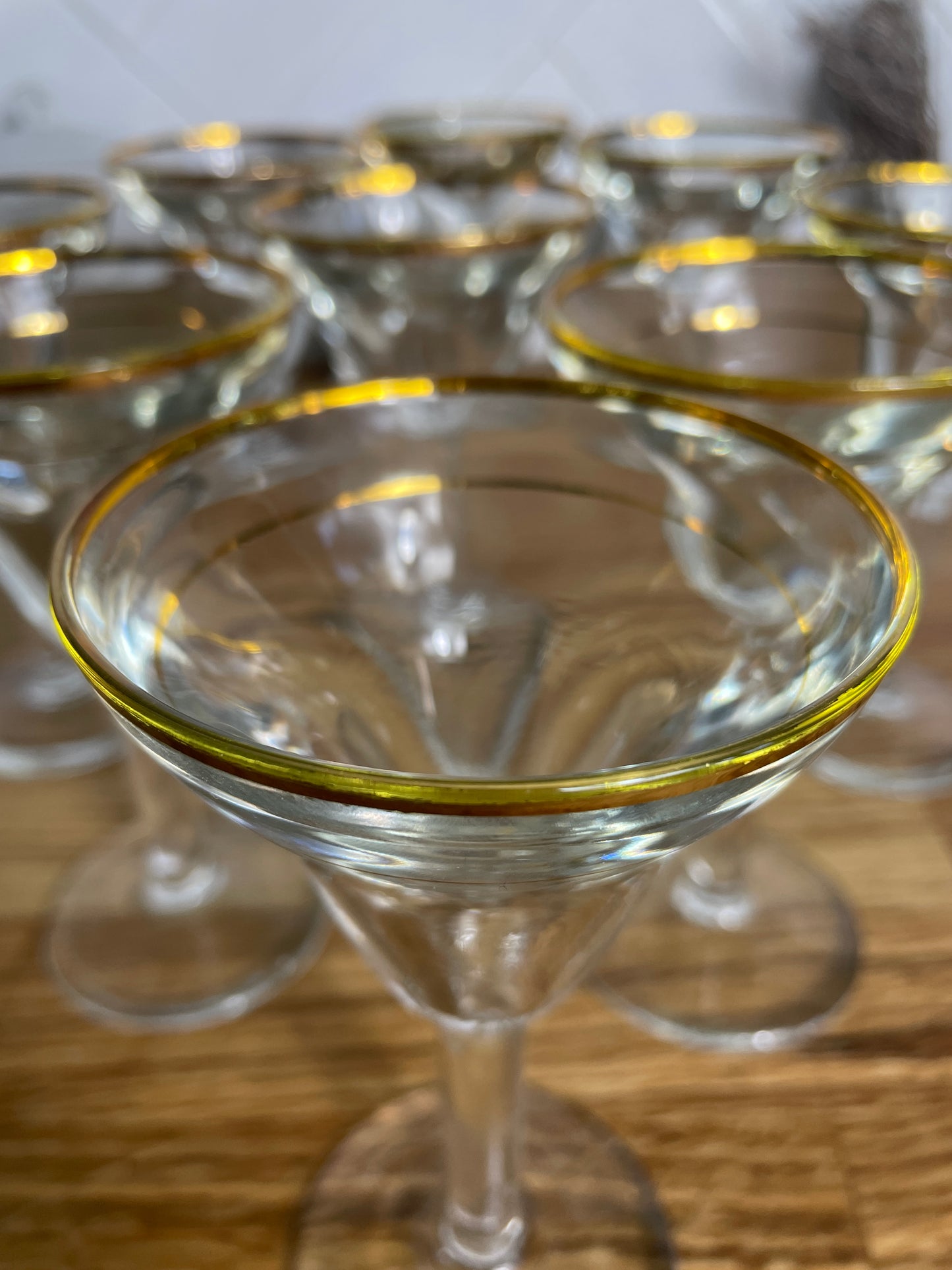 Set de verres de bistrot vintage 1960 à liseret or - Les Ateliers de Minnie Valentine