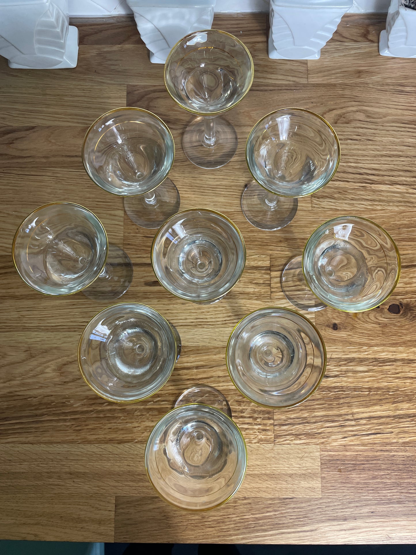 Set de verres de bistrot vintage 1960 à liseret or - Les Ateliers de Minnie Valentine