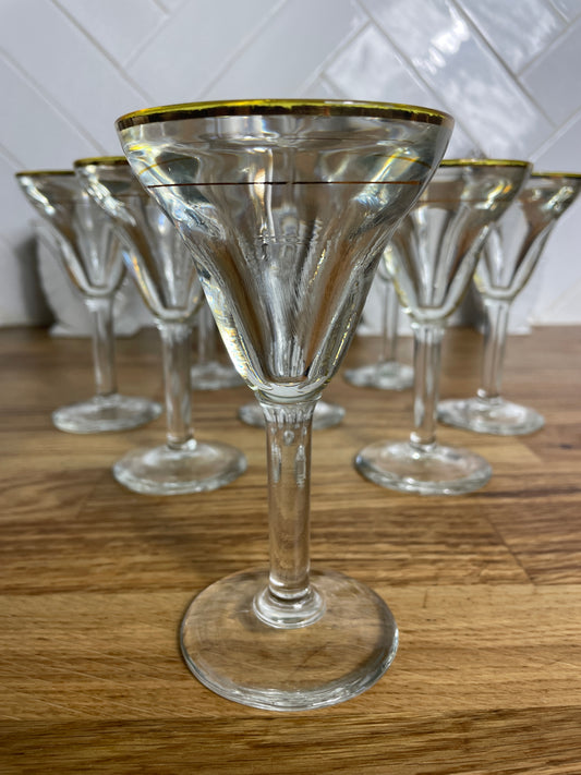 Set de verres de bistrot vintage 1960 à liseret or - Les Ateliers de Minnie Valentine