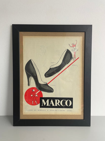 Publicité Vintage chaussures Marco Paris Match 1954 - Les Ateliers de Minnie Valentine