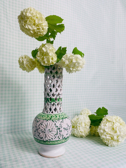 Vase vintage italien en céramique col ajouré - Les Ateliers de Minnie Valentine