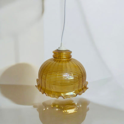 Suspension vintage ambre irisé