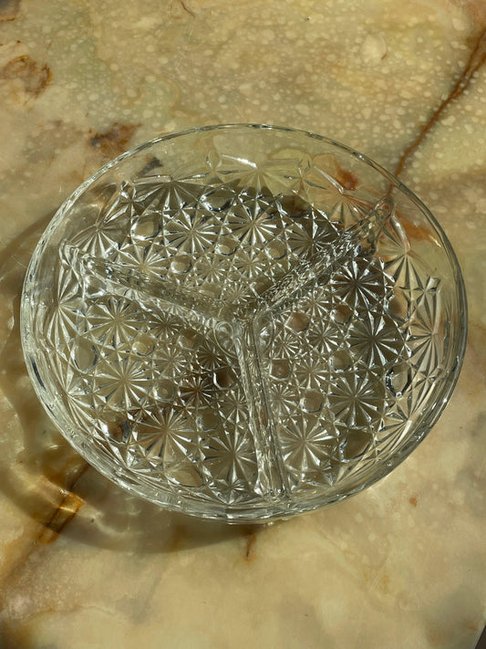 Plateau apéritif vintage à motif géométrique en verre - Les Ateliers de Minnie Valentine
