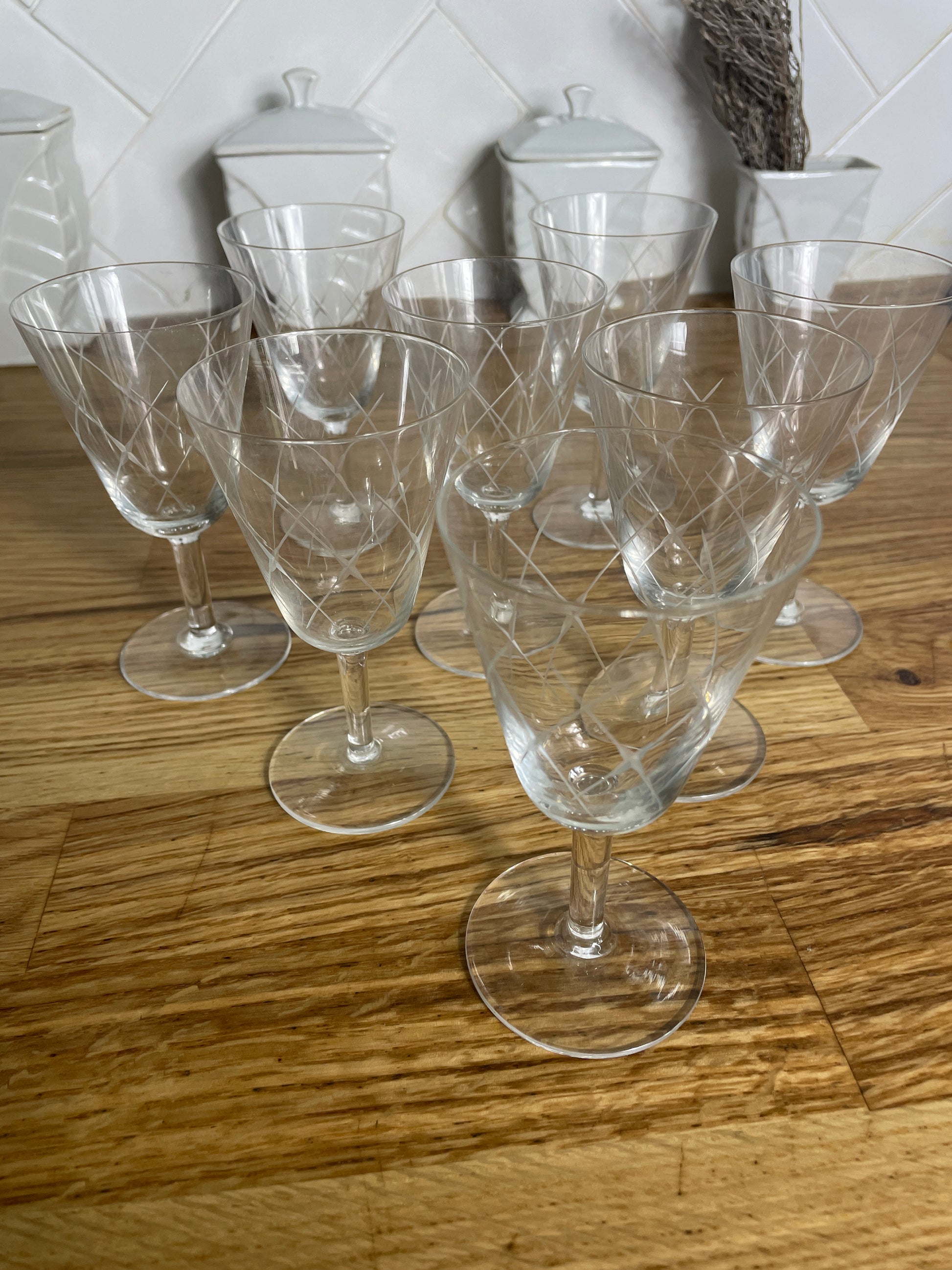 Set de verres à liqueurs vintage en cristal ciselé - Les Ateliers de Minnie Valentine