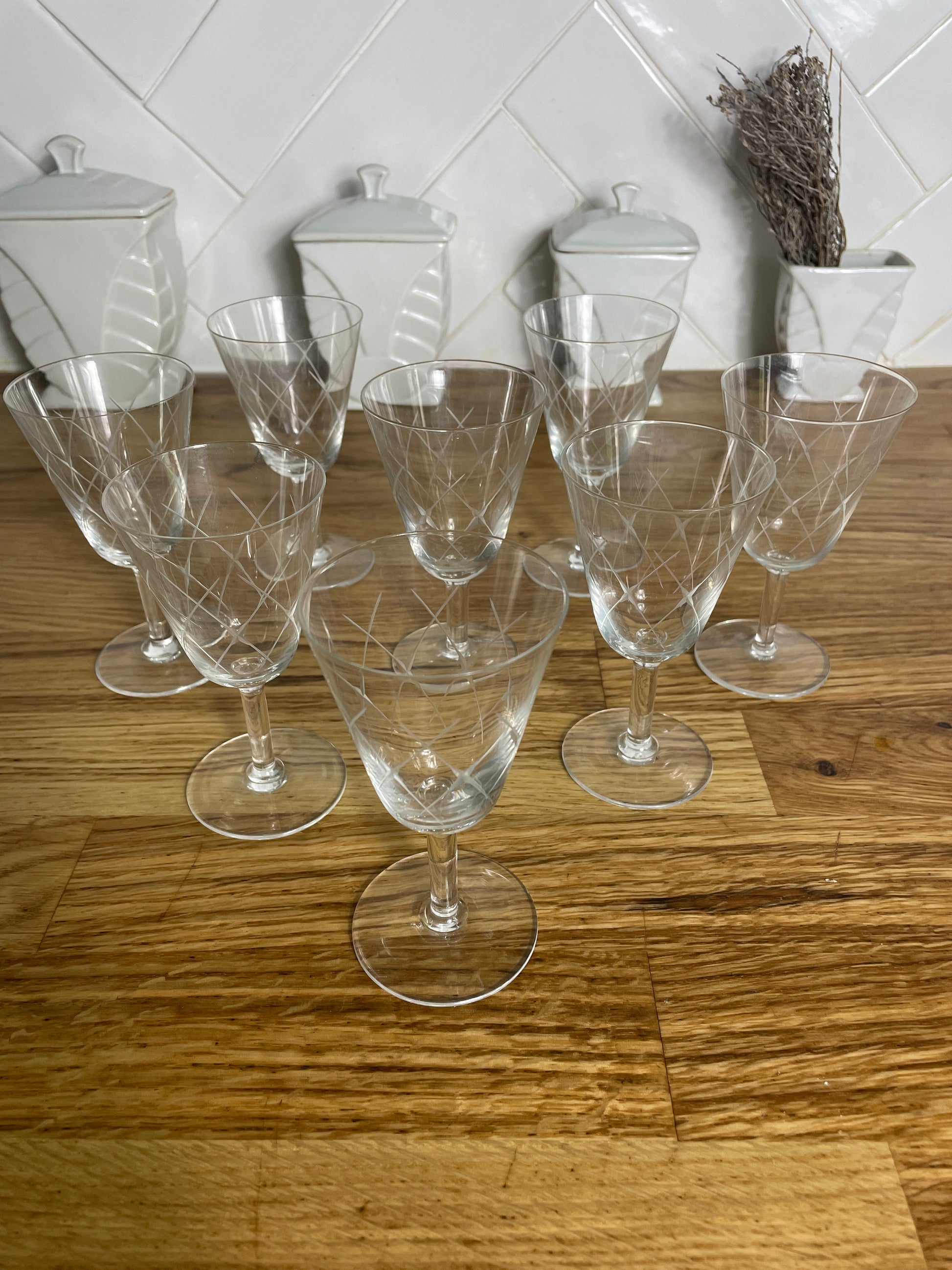 Set de verres à liqueurs vintage en cristal ciselé - Les Ateliers de Minnie Valentine