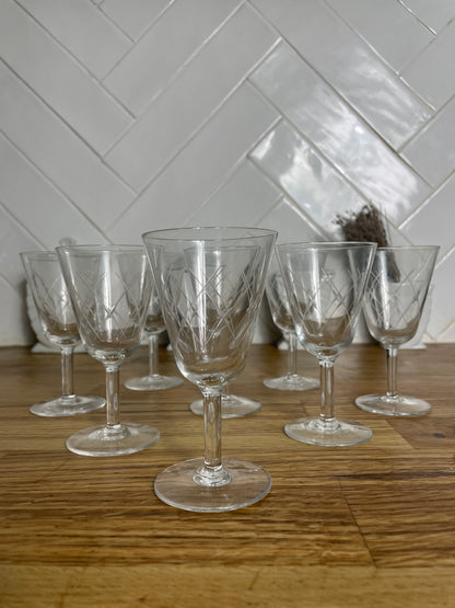 Set de verres à liqueurs vintage en cristal ciselé - Les Ateliers de Minnie Valentine