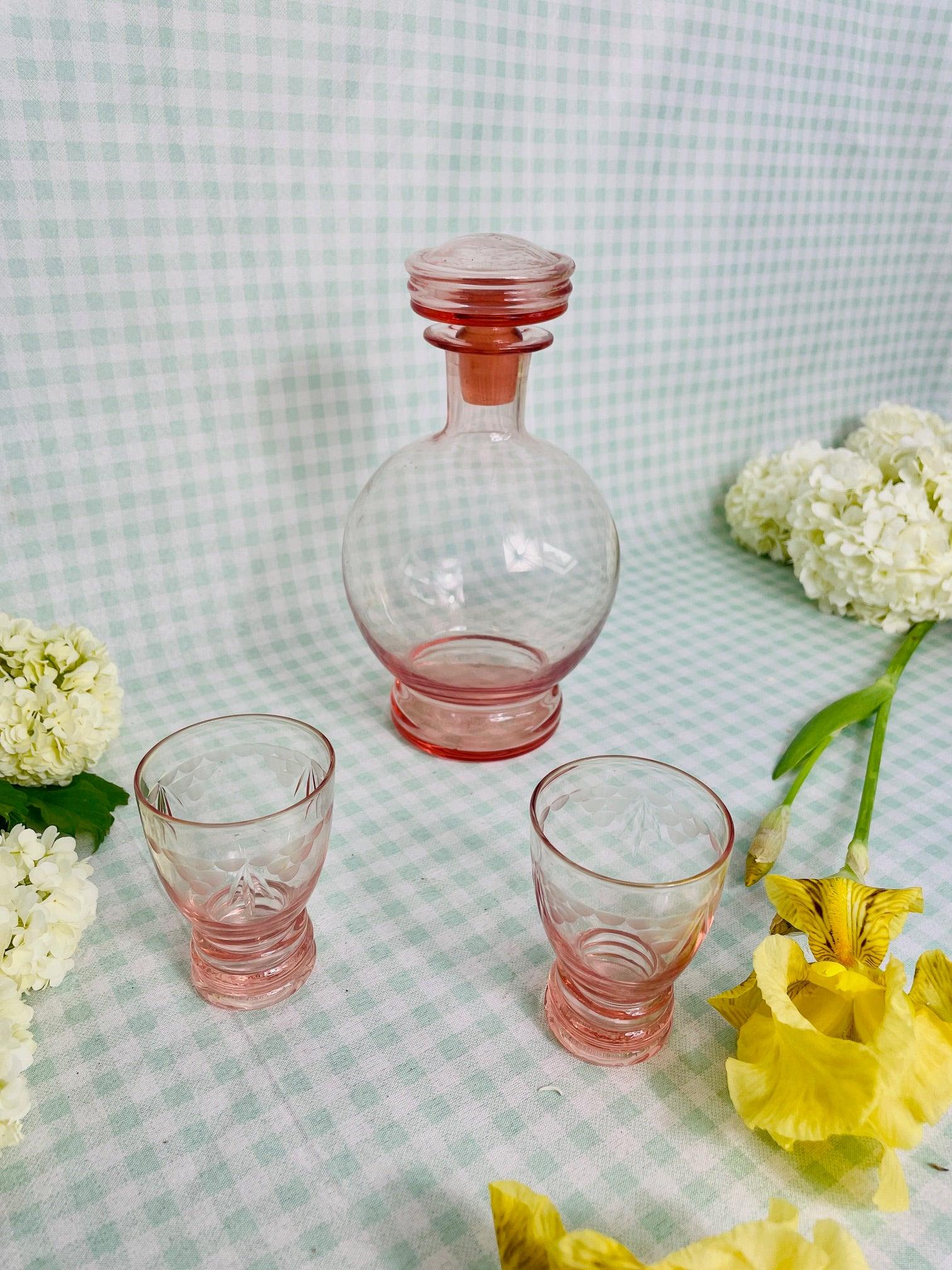 Carafe boule époque Art Déco rose parme - Les Ateliers de Minnie Valentine