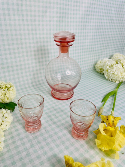 Carafe boule époque Art Déco rose parme - Les Ateliers de Minnie Valentine