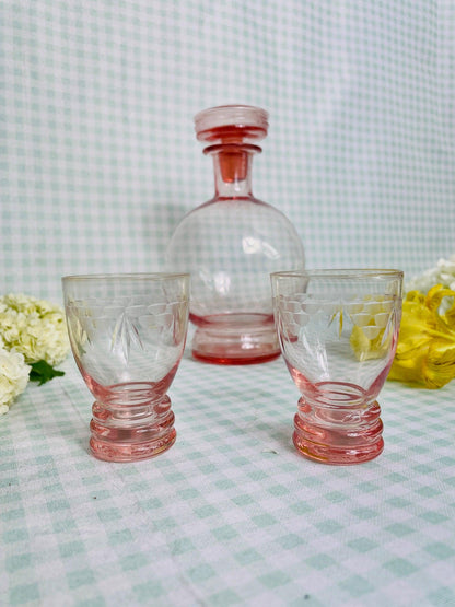 Carafe boule époque Art Déco rose parme - Les Ateliers de Minnie Valentine