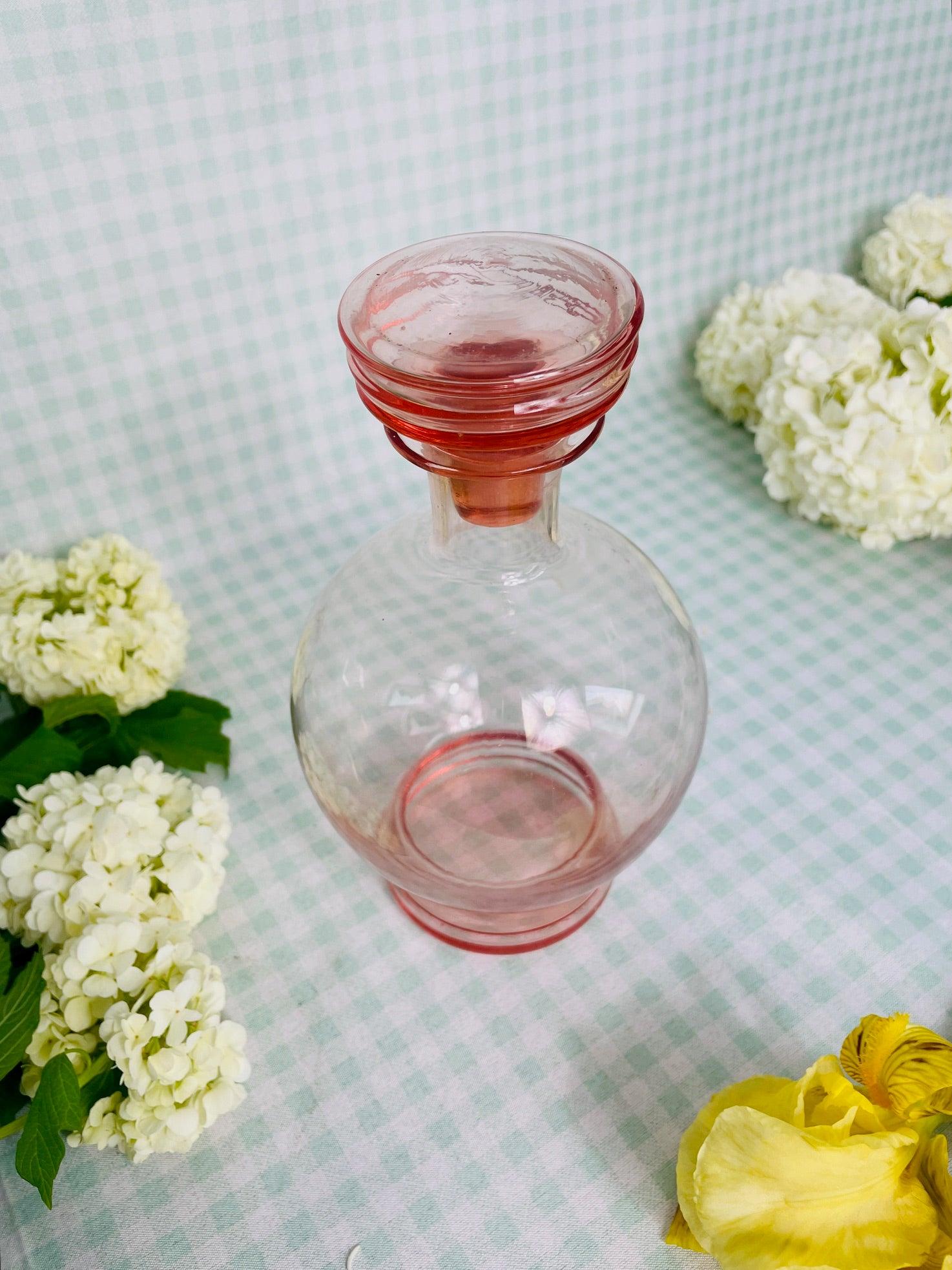 Carafe boule époque Art Déco rose parme - Les Ateliers de Minnie Valentine