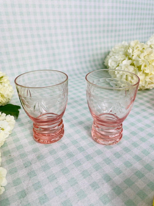 2 verres à shots en cristal rose parme - Les Ateliers de Minnie Valentine