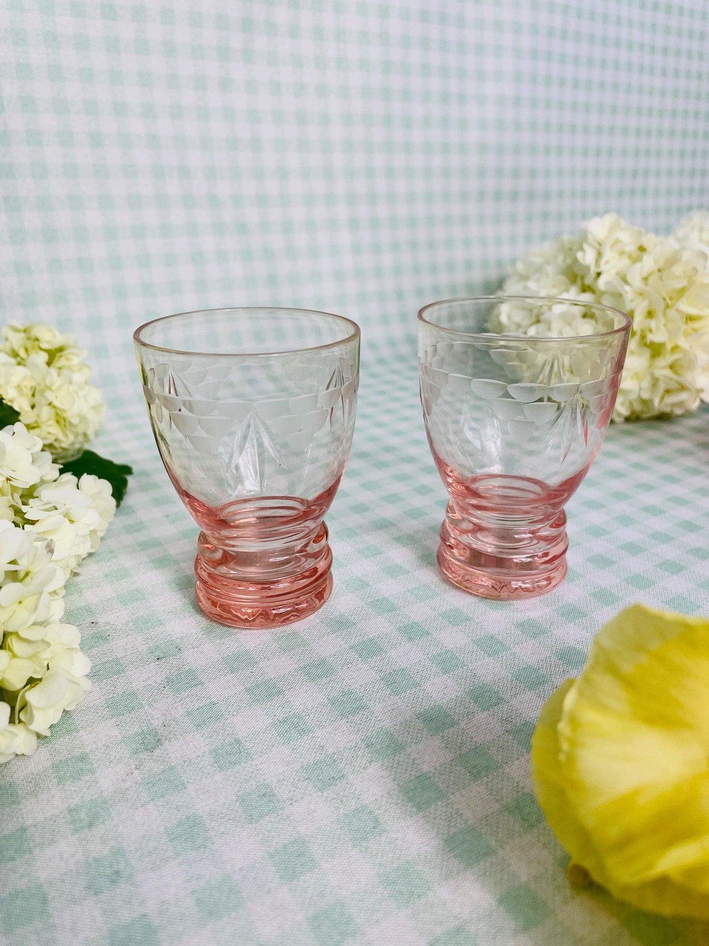 2 verres à shots en cristal rose parme - Les Ateliers de Minnie Valentine