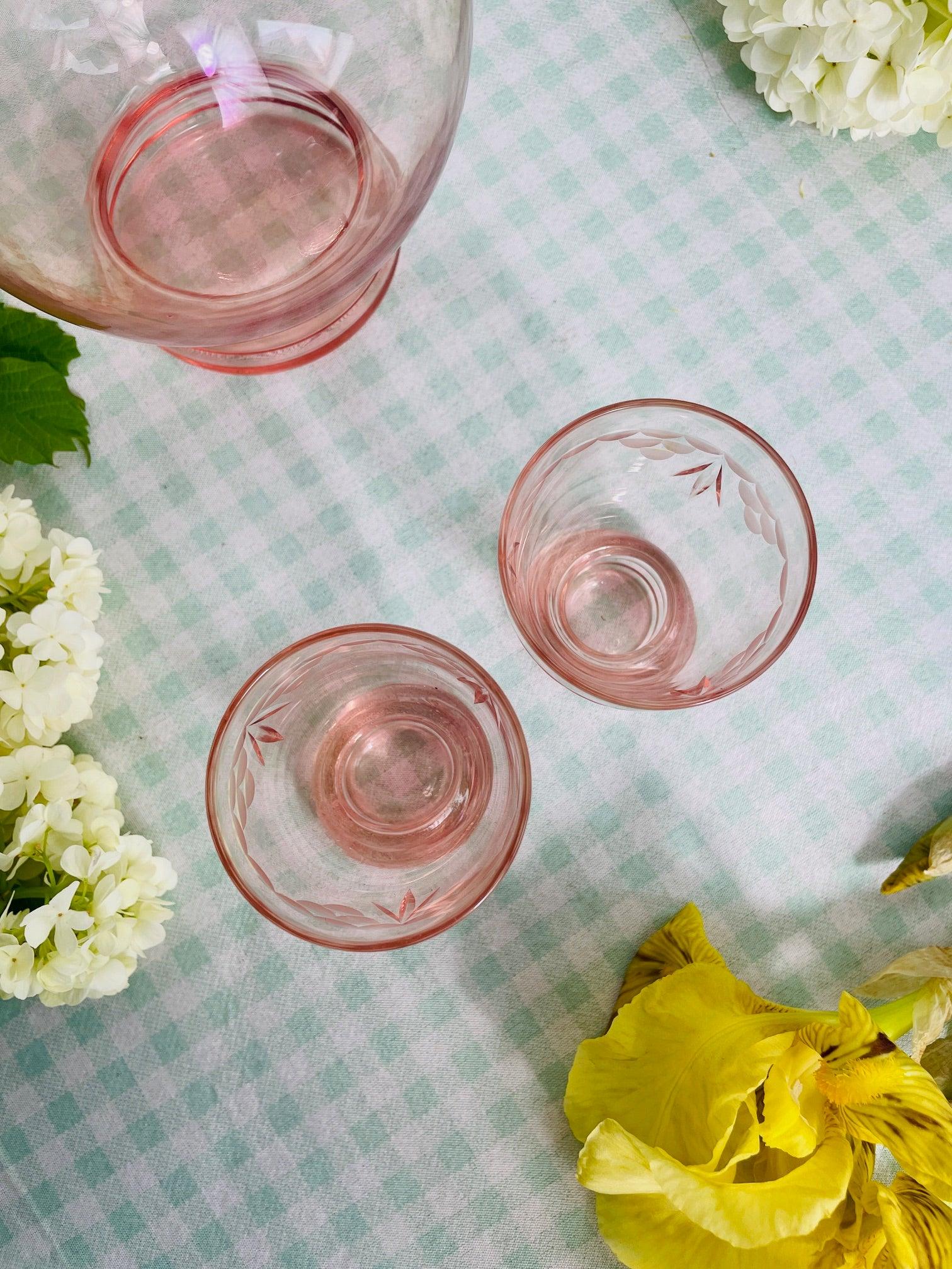 2 verres à shots en cristal rose parme - Les Ateliers de Minnie Valentine