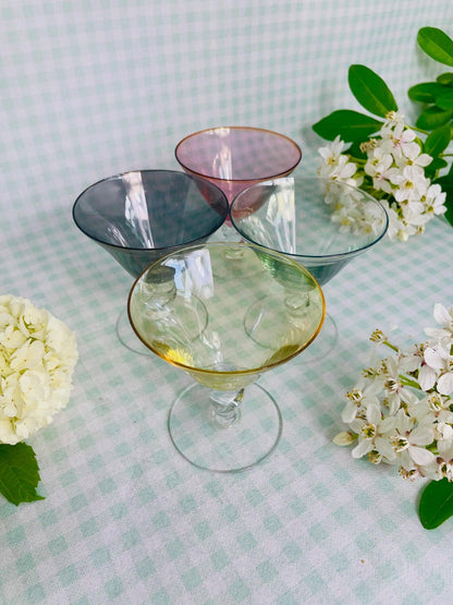 Set de 4 verres à champagne multicolores en cristal - Les Ateliers de Minnie Valentine