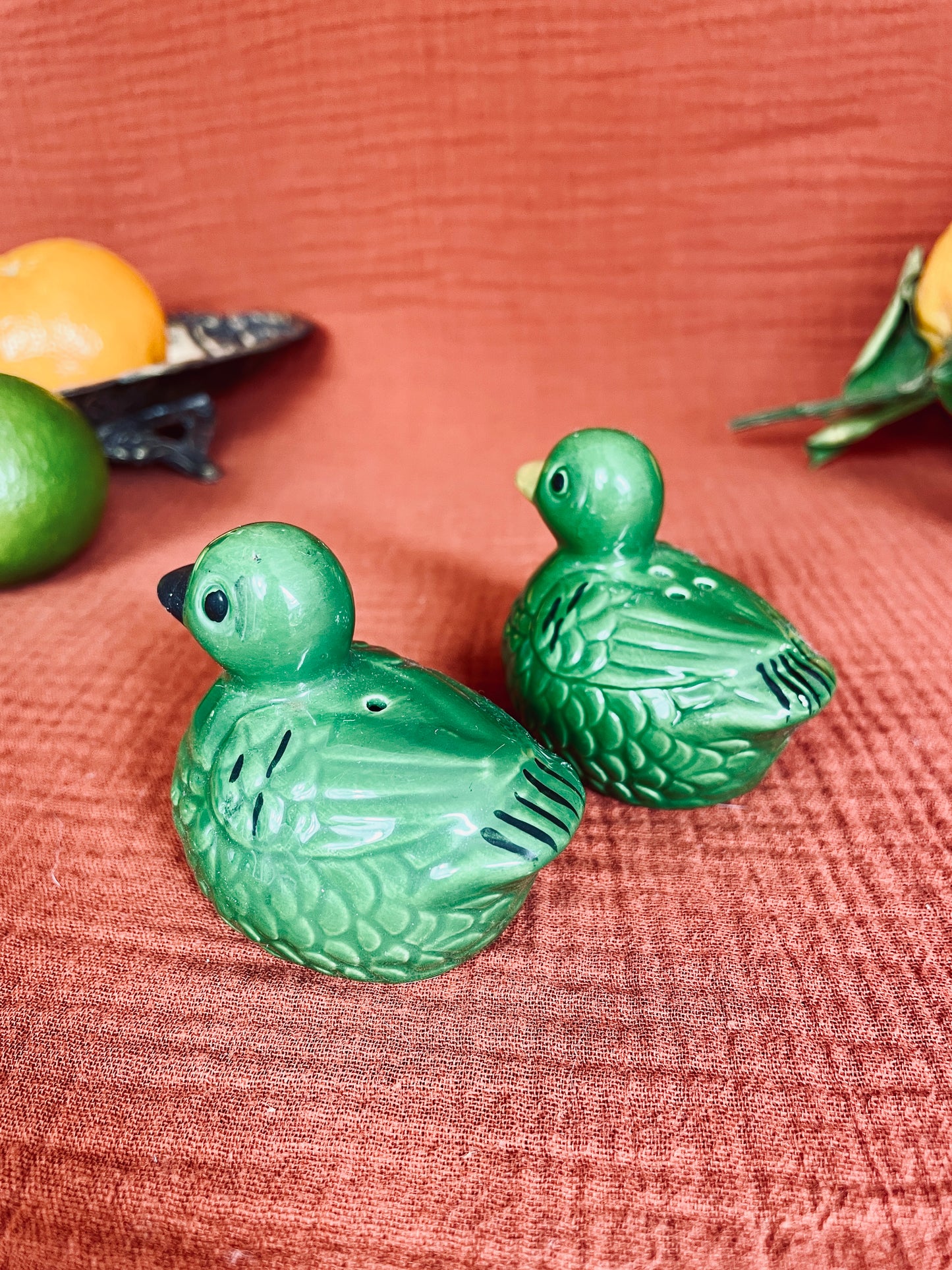 Salière et poivrière canards verts